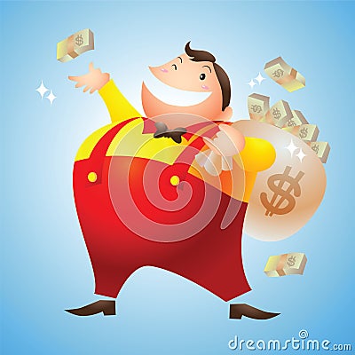 Rich man happy Vector Illustration