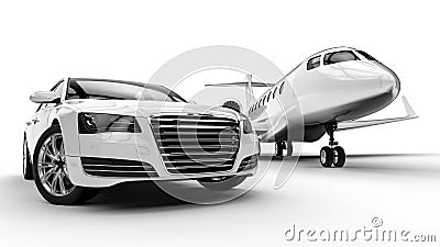 Rich man vehicles painted in white Stock Photo