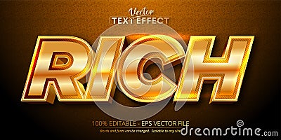 Rich text, shiny gold style editable text effect Vector Illustration