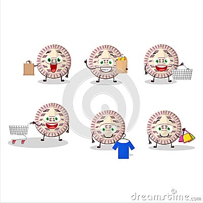 A Rich vanilla biscuit mascot design style going shopping Vector Illustration