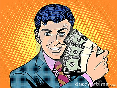 Rich with wads of dollars. business concept Vector Illustration