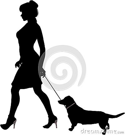 https://thumbs.dreamstime.com/x/rich-woman-walking-dachshund-dog-silhouette-young-her-pink-diamond-encrusted-collar-heels-her-shoes-36406202.jpg