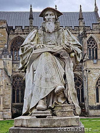 Richard Hooker statue in Exeter Stock Photo