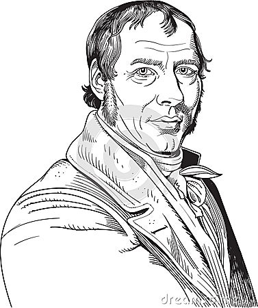 Richard Trevithick cartoon style portrait Vector Illustration