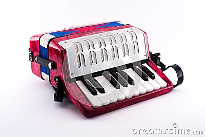 Richly colored small accordion toy Stock Photo