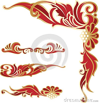 Richly decorated elegant corner and borders templates. Vector Illustration