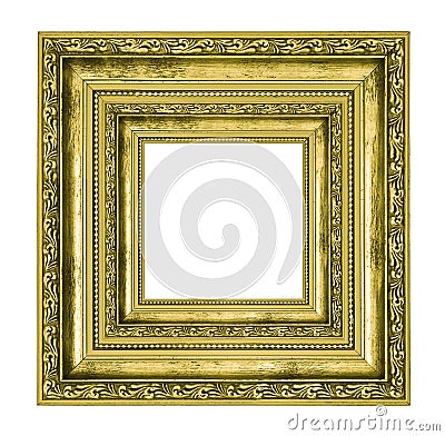 Richly decorated golden square frame Stock Photo