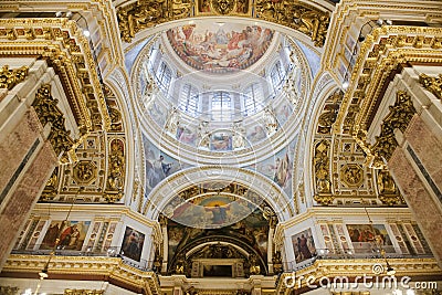 Ceiling Isaac Cathedral, St. Petersburg Editorial Stock Photo