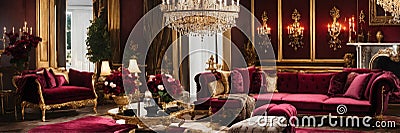 richly decorated room in quiet luxury style Stock Photo