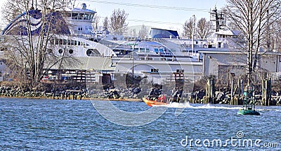 RICHMOND, BC - September 18: A BC ferry getting repairs done at Deas Dock on nice and sunny day. BC ferries is becoming Editorial Stock Photo