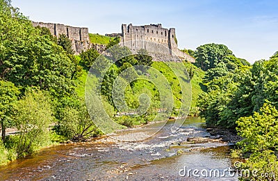 Richmond Castle and the River Swale Stock Photo