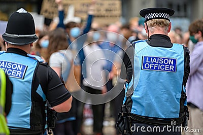 Police Liaison Officers at a Black Lives Matter protest Editorial Stock Photo