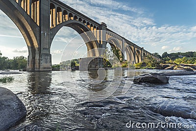 Richmond Railroad Bridge Over James River Stock Photo