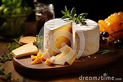 The Richness of Fresh Farmer Cheese. AI Generated Stock Photo