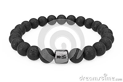 Richness and Good Fortune Concept. Black Lucky Stones Bracelet. 3d Rendering Stock Photo