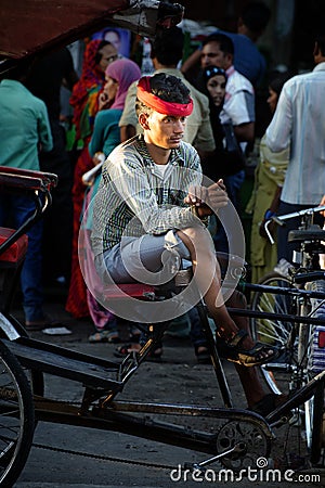 Rickshaw Driver in India, Travel Scene from Asia Editorial Stock Photo