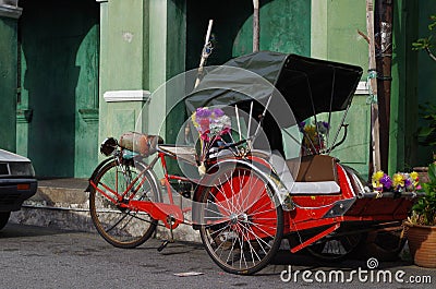 Empty rickshaw at Penang, Malaysia Editorial Stock Photo