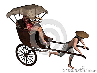 Rickshaw with passenger Stock Photo