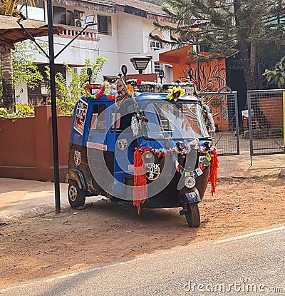 Rickshaw tuktuk in Siolim Goa India Editorial Stock Photo