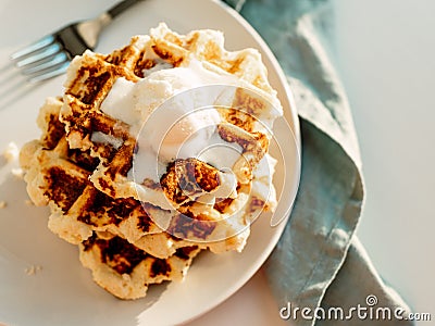 Ricotta cheese chaffles or waffles Stock Photo