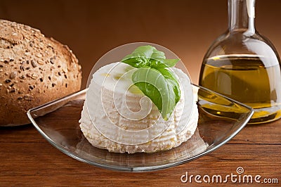 Ricotta on dish Stock Photo