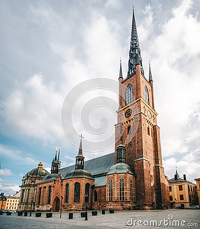 Riddarholmskyrkan Church at the sunny day in Stockholm, Sweden Stock Photo