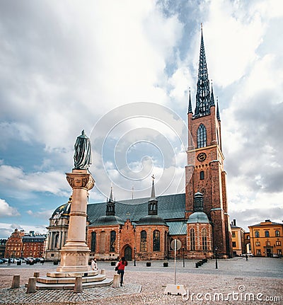 Riddarholmskyrkan Church at the sunny day in Stockholm, Sweden Editorial Stock Photo