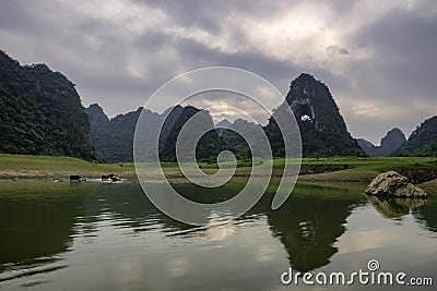 Riddled mountains in Cao Bang, Vietnam Stock Photo