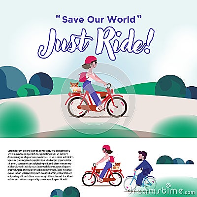 Ride a bicycle concept illustration - vector Vector Illustration