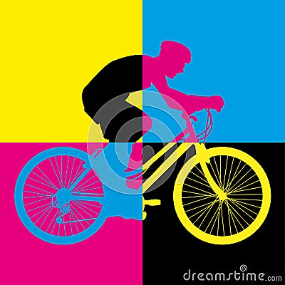 Ride bike riding bicycle color art vector Vector Illustration