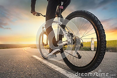 Ride on bike on the road Stock Photo