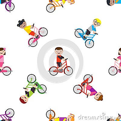 Ride a bike seamless Vector Illustration