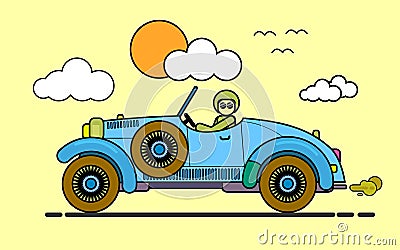 Ride a car Vector Illustration