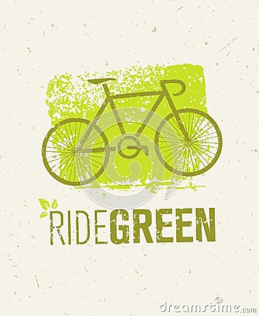 Ride Green Creative Eco Vector Bicycle Illustration on Recycled Paper Background Vector Illustration