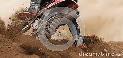 Rider driving in the motocross race Stock Photo