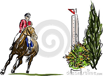 Rider on a horse jumping Stock Photo
