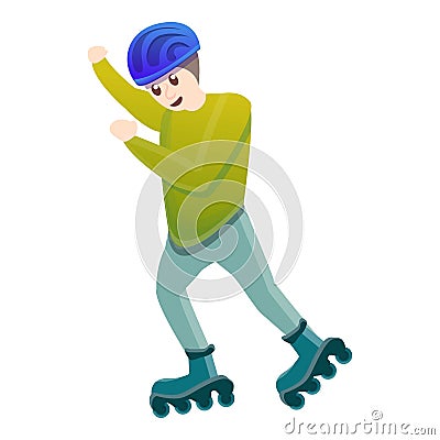 Rider inline skates icon, cartoon style Vector Illustration