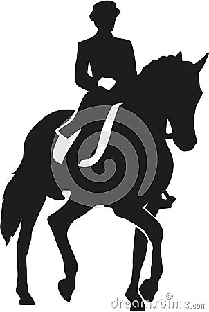 Rider riding a dressage horse Vector Illustration