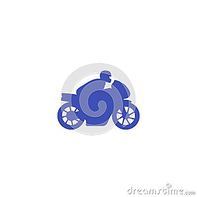 Rider on sport motorcycle icon on white Vector Illustration