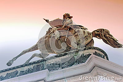 Rider statue archduke Karl (Hero place) Stock Photo