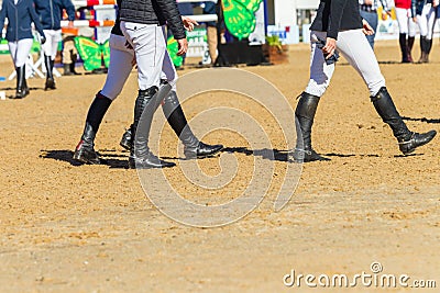 Riders Boots Pacing Arena Stock Photo