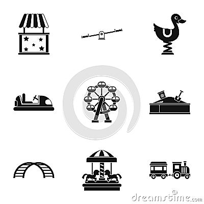 Rides icons set, simple style Vector Illustration