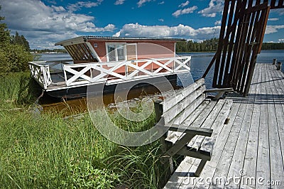 Ridged houseboat Stock Photo