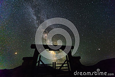 RIDGWAY COLORADO USA - Milkyway Stars over Last Dollar Ranch gate, Ridgway Colorado Stock Photo