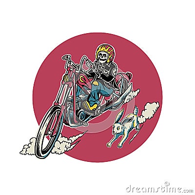 Riding with animal rabbit Vector Illustration