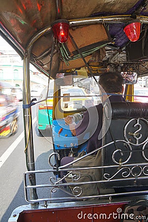 Riding in a Bangkok Taxi Editorial Stock Photo