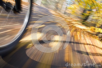 Riding bicycle. Abstract motion blur. Stock Photo