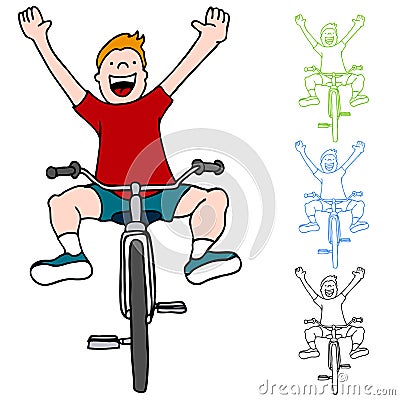 Riding Bicycle Without Hands Vector Illustration