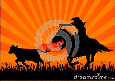 Riding cowboy Vector Illustration