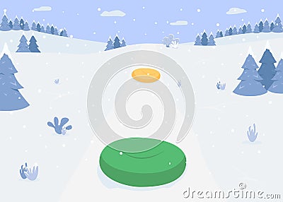 Riding on inflatable ring flat color vector illustration Vector Illustration